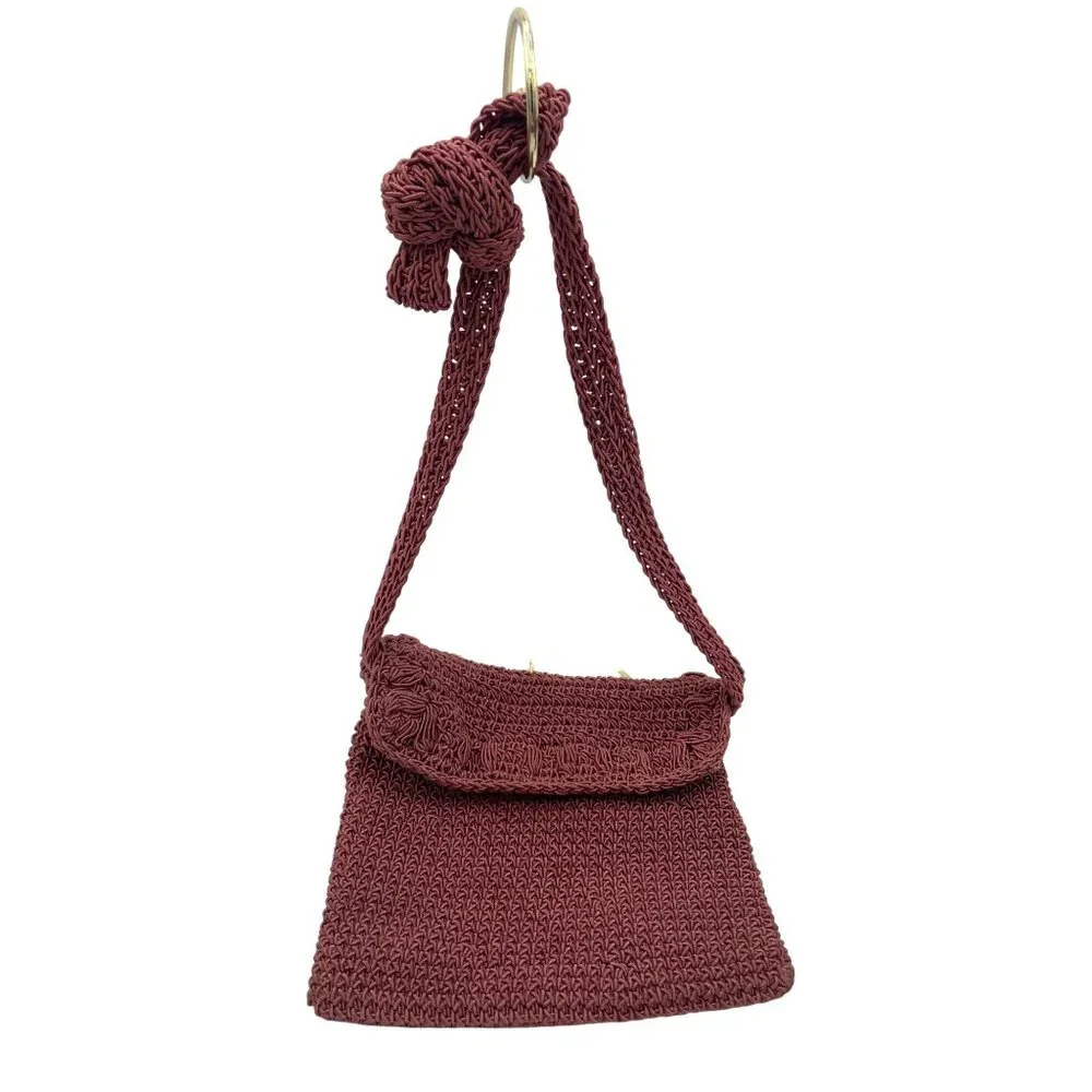 Vintage Marcus Brothers Italian Crochet Purse Magnetic Closure Adjustable Strap - Picture 1 of 8